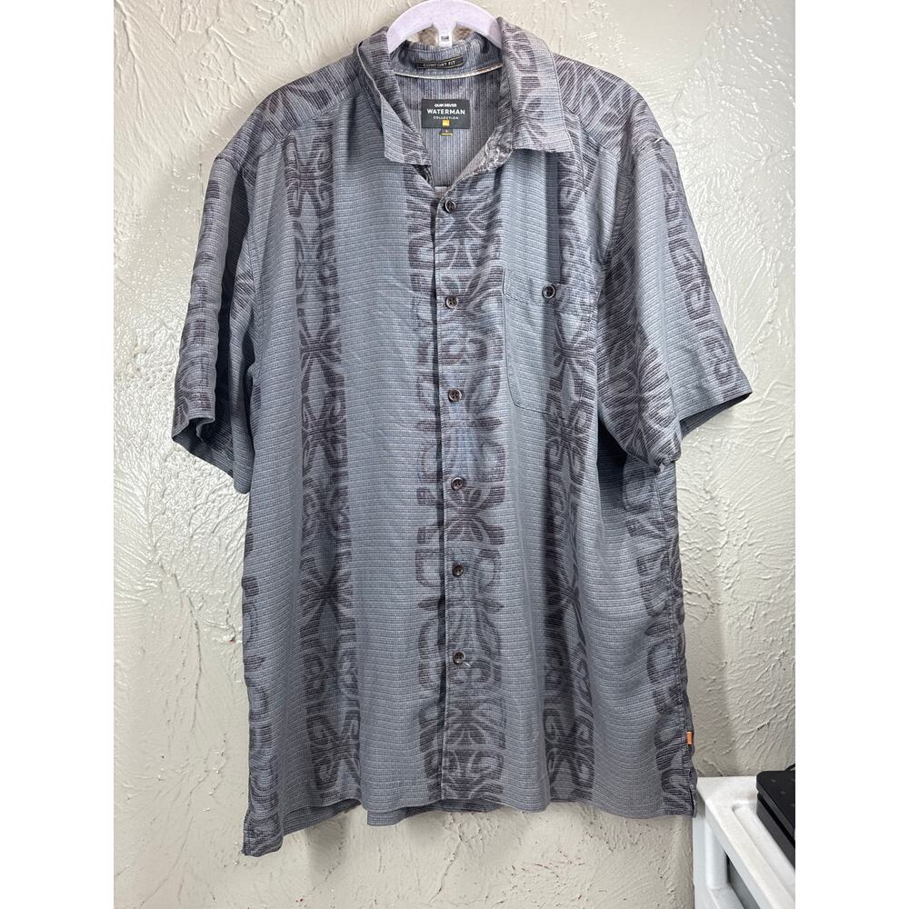 Quiksilver Tribal Rave Waterman Collection Short‎ Sleeve Button Up Shirt Large